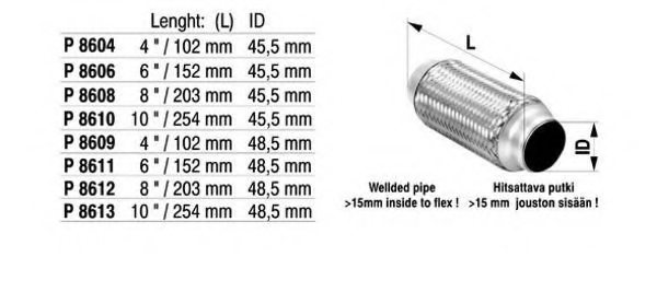 FENNO P8610 Flex Hose, exhaust system